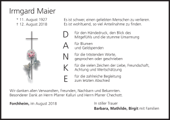 Anzeige von Irmgard Maier von MGO