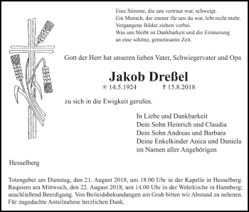 Anzeige von Jakob Dreßel von MGO