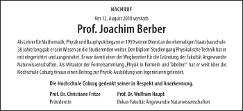 Anzeige von Joachim Berber von MGO