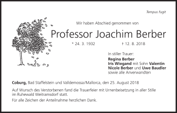Anzeige von Joachim Berber von MGO