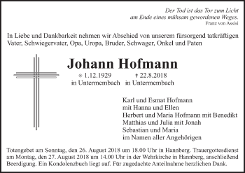 Anzeige von Johann Hofmann von MGO