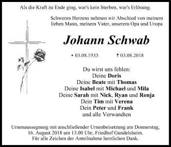 Anzeige von Johann Schwab von MGO