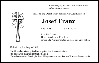 Anzeige von Josef Franz von MGO