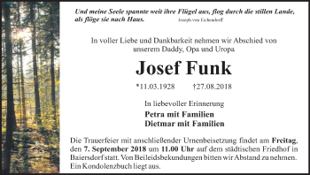 Anzeige von Josef Funk von MGO
