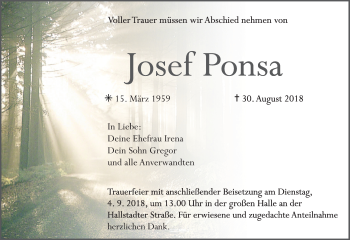 Anzeige von Josef Ponsa von MGO