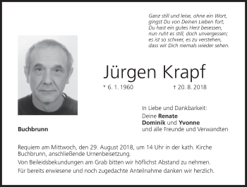 Anzeige von Jürgen Krapf von MGO