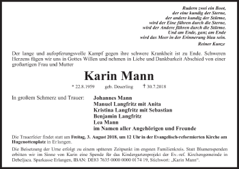 Anzeige von Karin Mann von MGO