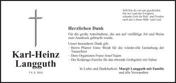 Anzeige von Karl-Heinz Langguth von MGO