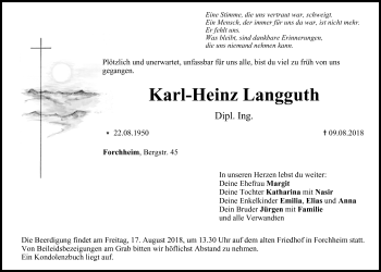 Anzeige von Karl-Heinz Langguth von MGO