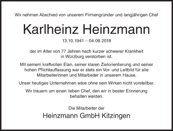 Anzeige von Karlheinz Heinzmann von MGO