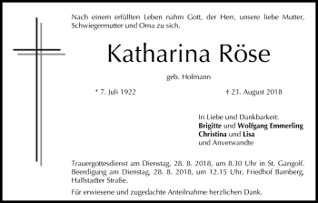Anzeige von Katharina Röse von MGO