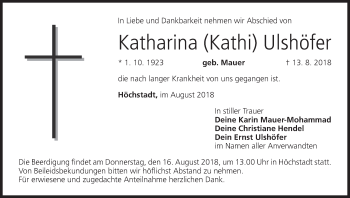 Anzeige von Katharina Ulshöfer von MGO