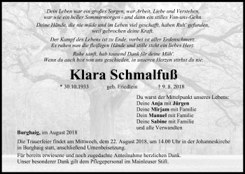 Anzeige von Klara Schmalfuß von MGO
