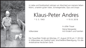 Anzeige von Klaus-Peter Andres von MGO