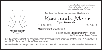 Anzeige von Kunigunda Meier von MGO