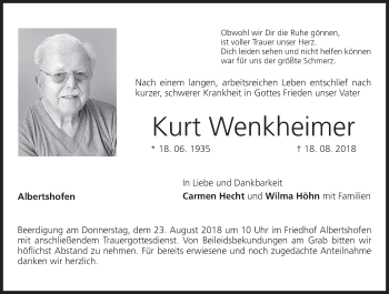 Anzeige von Kurt Wenkheimer von MGO