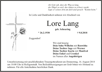 Anzeige von Lore Lang von MGO