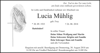 Anzeige von Lucia Mühlig von MGO