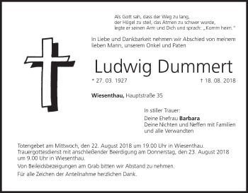 Anzeige von Ludwig Dummert von MGO