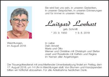 Anzeige von Luitgard Lenhart von MGO