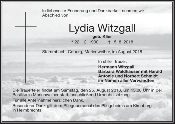 Anzeige von Lydia Witzgall von MGO
