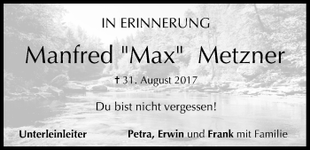 Anzeige von Manfred Metzner von MGO