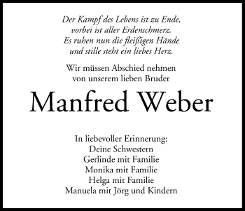 Anzeige von Manfred Weber von MGO