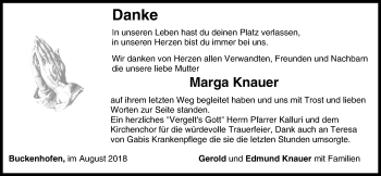 Anzeige von Marga Knauer von MGO