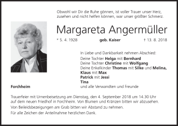 Anzeige von Margareta Angermüller von MGO