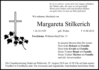 Anzeige von Margareta Stilkerich von MGO