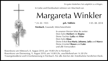 Anzeige von Margareta Winkler von MGO