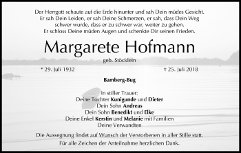 Anzeige von Margarete Hofmann von MGO