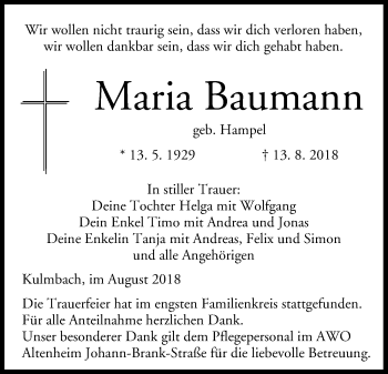 Anzeige von Maria Baumann von MGO