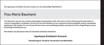 Anzeige von Maria Baumann von MGO