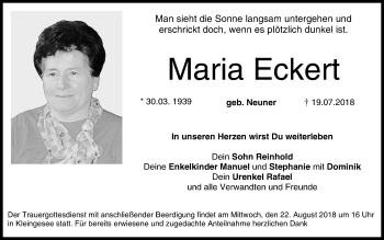 Anzeige von Maria Eckert von MGO