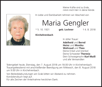 Anzeige von Maria Gengler von MGO