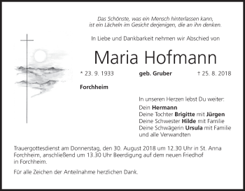 Anzeige von Maria Hofmann von MGO
