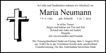 Anzeige von Maria Neumann von MGO