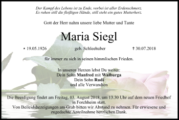 Anzeige von Maria Siegl von MGO