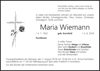 Anzeige von Maria Wiemann von MGO
