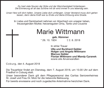 Anzeige von Marie Wittmann von MGO