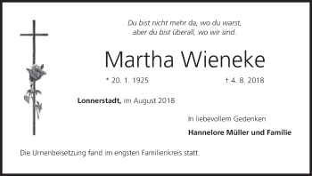 Anzeige von Martha Wieneke von MGO