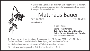 Anzeige von Matthäus Bauer von MGO