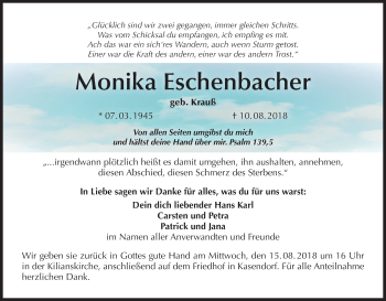 Anzeige von Monika Eschenbacher von MGO