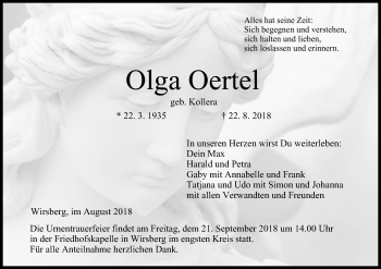 Anzeige von Olga Oertel von MGO