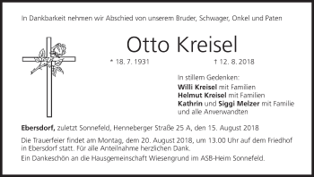 Anzeige von Otto Kreisel von MGO