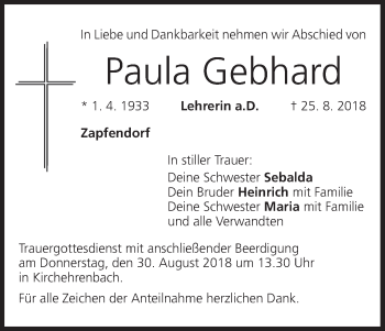 Anzeige von Paula Gebhard von MGO