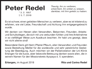 Anzeige von Peter Redel von MGO