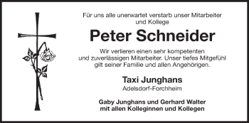 Anzeige von Peter Schneider von MGO