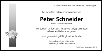 Anzeige von Peter Schneider von MGO